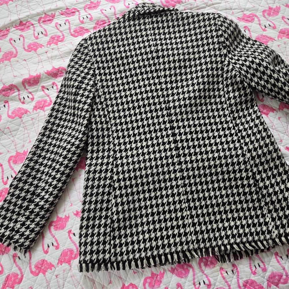 EXPRESS Blazer Coat Houndstooth Black and White - Picture 11 of 13